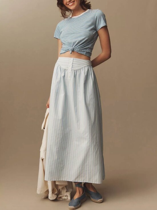 Mare Mare Dresses & Skirts - ANTHROPOLOGIE Mare Mare Drop-Waist Striped Maxi Skirt Size Medium